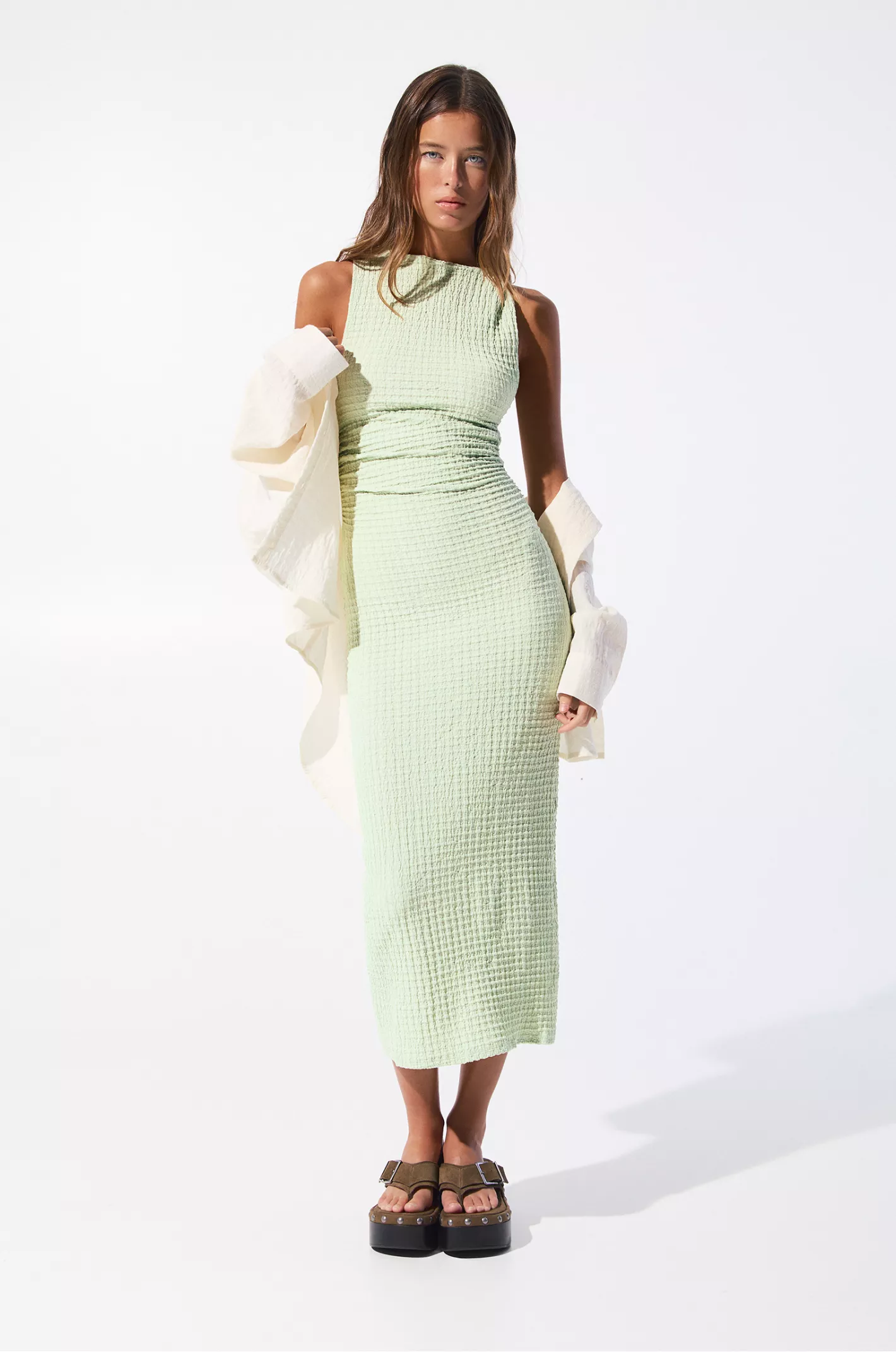 Creased-effect midi dress