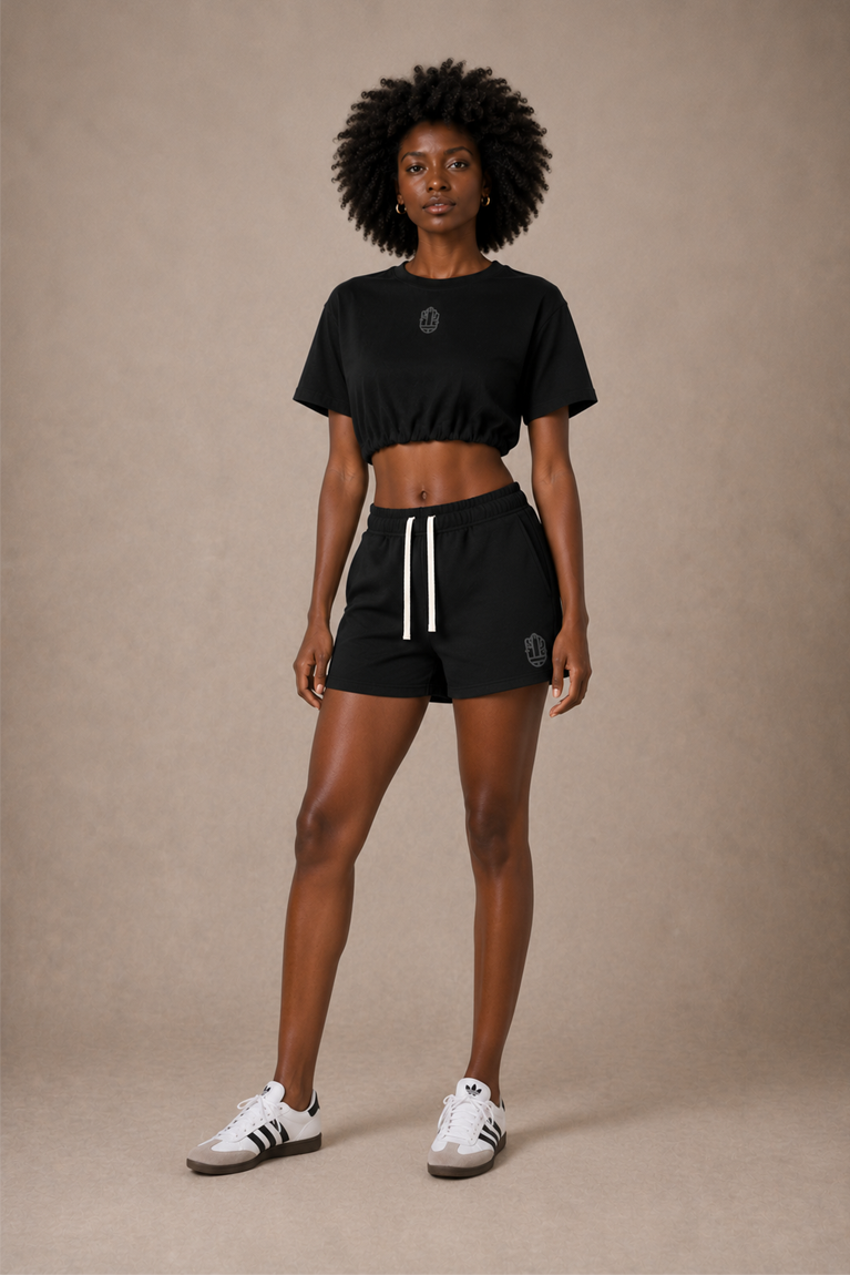 Essential Fleece Drawstring Sweatshorts – Black